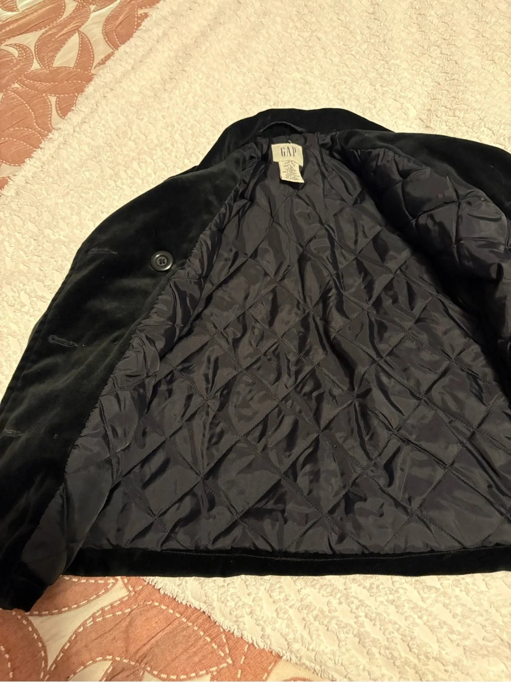 GAP Black Velvet Double-Breasted Pea Coat for Kids